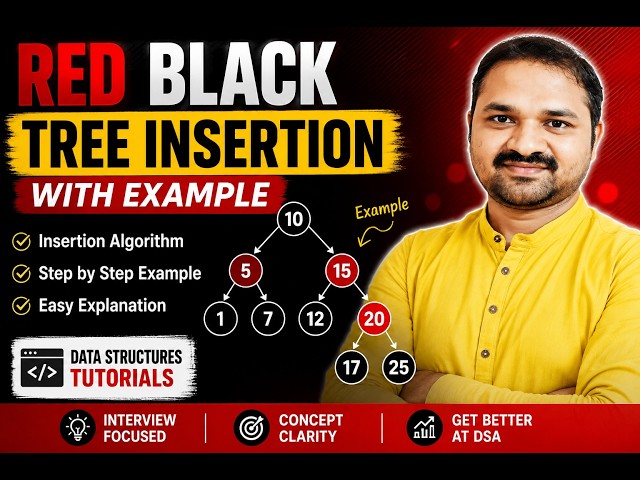 Red Black Tree Insertion || Example 2 || Insertion Algorithm || Data Structures Tutorials