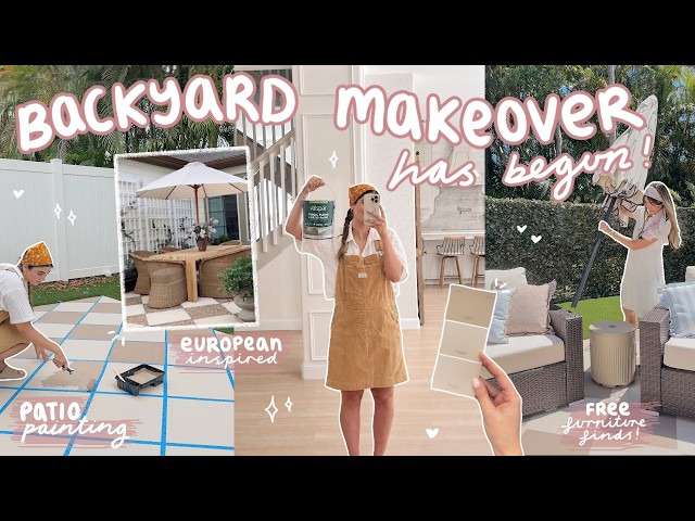 starting the PATIO MAKEOVER🌷checker floors, new furniture + decorate with me! 