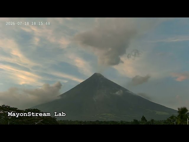 Mayon Volcano 24-Hour Timelapse: July 18, 2026 [SSW IP Camera Full FOV] 250x Speed
