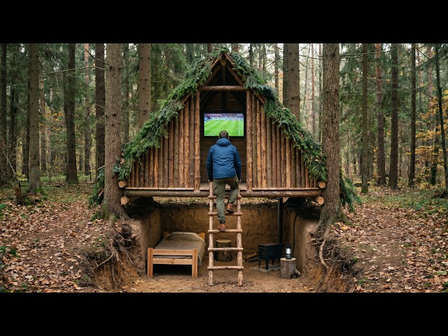 I Built a SECRET Dual-Level BUSHCRAFT BASE: High-Tech BUNKER Under a TREEHOUSE!