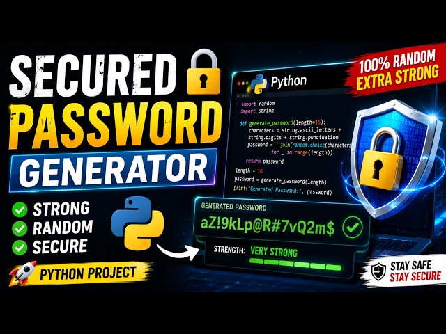 Generate Secure Passwords Using Python 🔐 | Beginner Project #pythontutorial #pythonprogramming