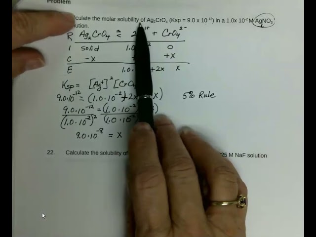 Solubility of Common Ions, 5 % rule