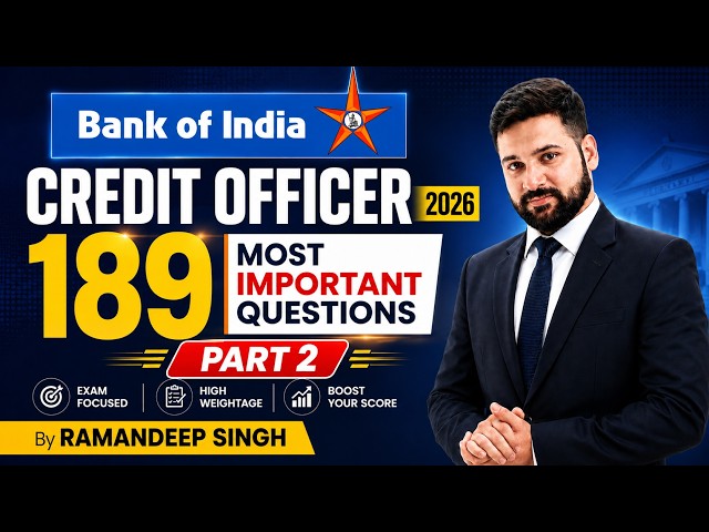 Bank of India Credit Officer 2026 Part 2 | Most Important Questions | Scale II, III & IV