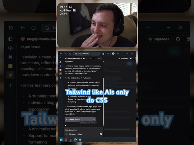 AI + Tailwind = ❤️ #coding #programming #developerlife #ai #llm #tailwindcss #tailwind