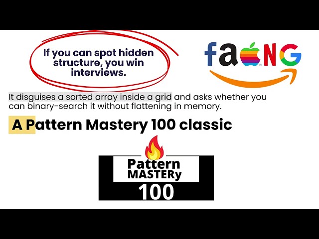 [Java] Search a 2D Matrix - Leetcode 74 -- Illustrated! | Pattern Mastery