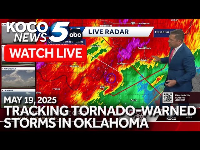 WATCH LIVE: Tracking tornado-warned storms moving across Oklahoma (May 19, 2025)