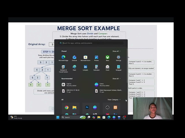 Merge Sort Algorithm using C++ discussion with code explanation using divide and conquer technique!