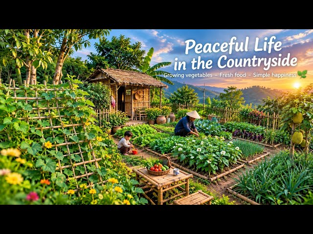 A peaceful rural life: Harvesting fruit and cooking with my small family.