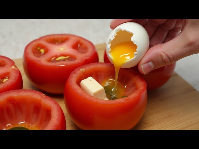 Just stick an egg in the tomato – you will be amazed! A simple breakfast recipe.