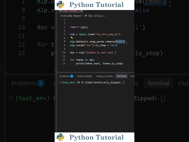 Excluding Specific Stop Words In Spacy | Python Tutorial