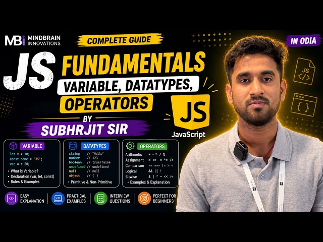 JavaScript Fundamentals: Variables, Datatypes & Operators | Complete Guide | In Odia | Subhrjit Sir