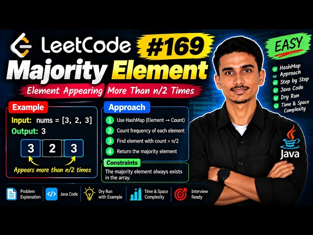 LeetCode 169 Solution | Majority Element | Java HashMap