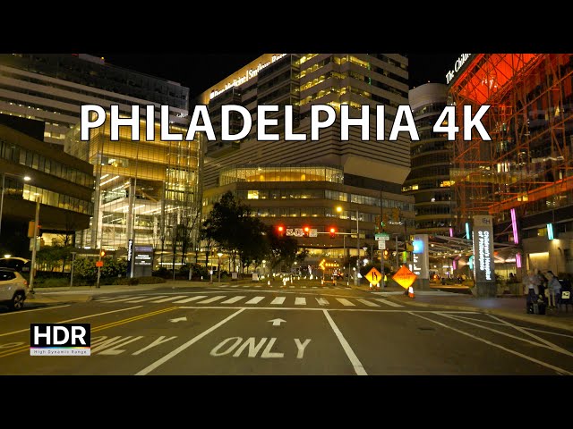 Philly 4K - Late Night Drive - Driving Downtown - USA - HDR