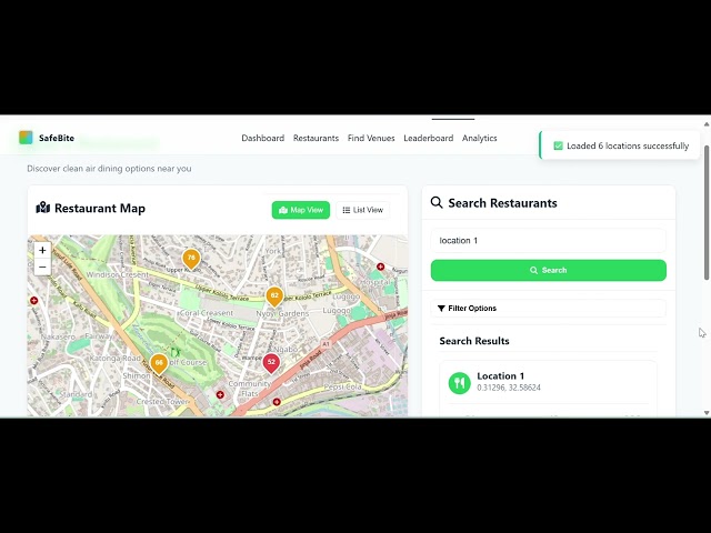 SafeBite system interface