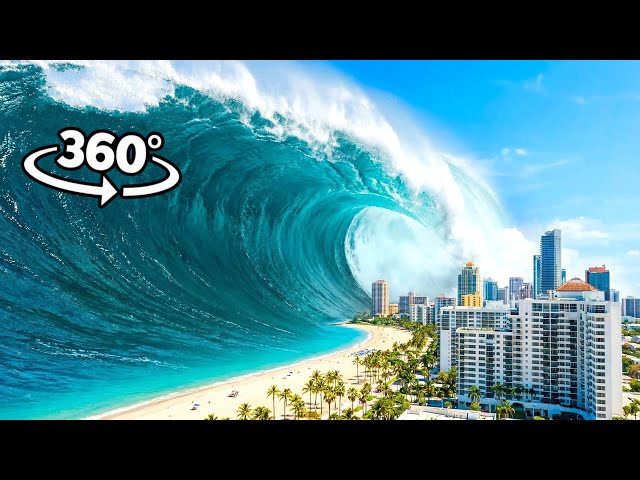 360° Giant Tsunami Simulation | How to Survive (Educational VR)