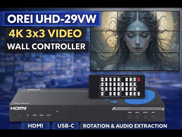 4K Video Wall Controller with Rotation, Audio Extraction & RS-232