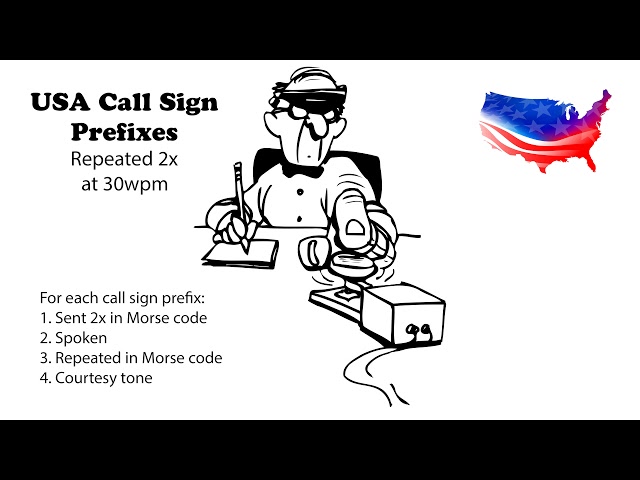 USA Call Sign Prefixes - Repeated 2x 30wpm