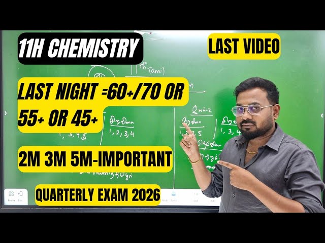 11th Chemistry| Last night = 60+/70 or 55+/70 pass-quaterly exam 2026