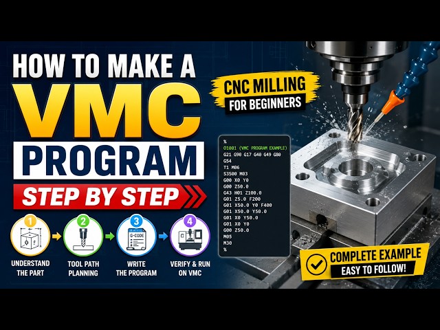 VMC Programming Practical Example | How to Write CNC Milling Program Step by Step