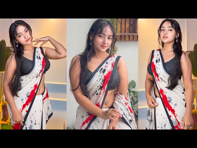 Rice White Designer Satin Crepe Saree | Stunning Indian Saree Look | Elegant & Stylish Fashion