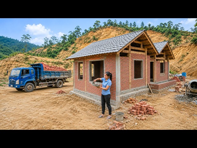 235 Days Building a Dream Forest House | Building Red Brick Walls for Our New Home