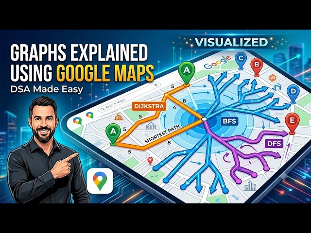 Graphs Explained Using Google Maps | DSA Made Easy  | BFS, DFS, Dijkstra Visualized
