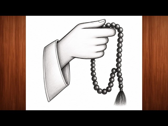 Muslim Drawing | How to draw a praying hand with Tasbeeh | Easy Drawing tutorial step by step