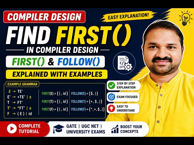 Find FIRST() in Compiler Design | Rules | FIRST() & FOLLOW() Explained with Examples