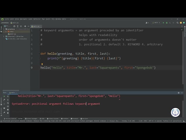 20 - Keyword arguments python
