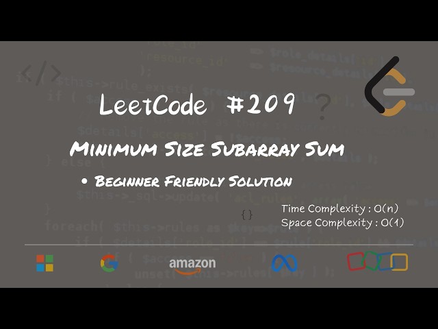 LeetCode 209 Minimum Size Subarray Sum | Brute Force Solution Explained | Beginner Friendly Solution
