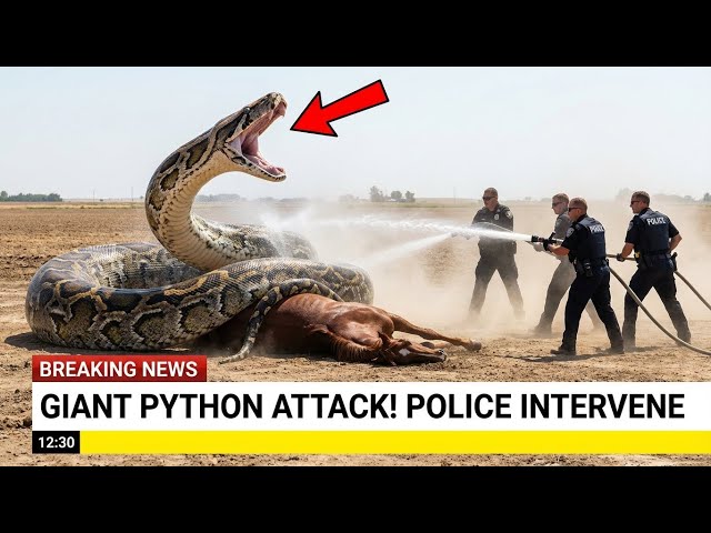 HORSE vs. GIANT PYTHON Brutal Roadside Attack Caught LIVE!