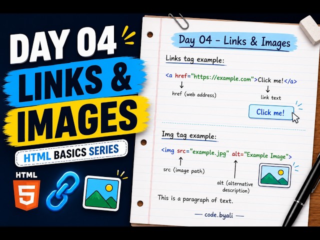 HTML Links and Images | Anchor Tag  & Image Tag Tutorial for Beginners