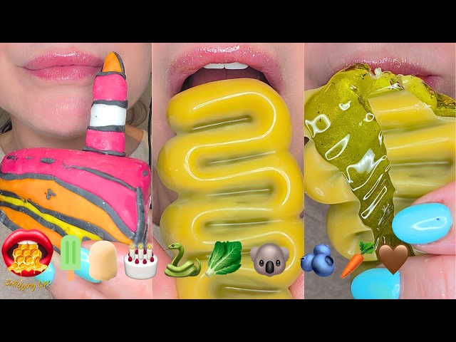 ASMR Satisfying Eating Emoji Food Challenge Mukbang Compilation