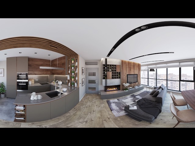 360° "By The Fire" - Interior design of apartment (living area)