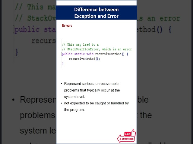 Difference between Exception and Error #java #csharp
