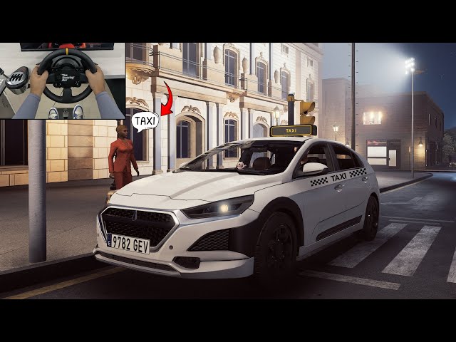 Taxi Life a City Driving Simulator - Calm and Relaxing Drive at Night | Steering Wheel Gameplay