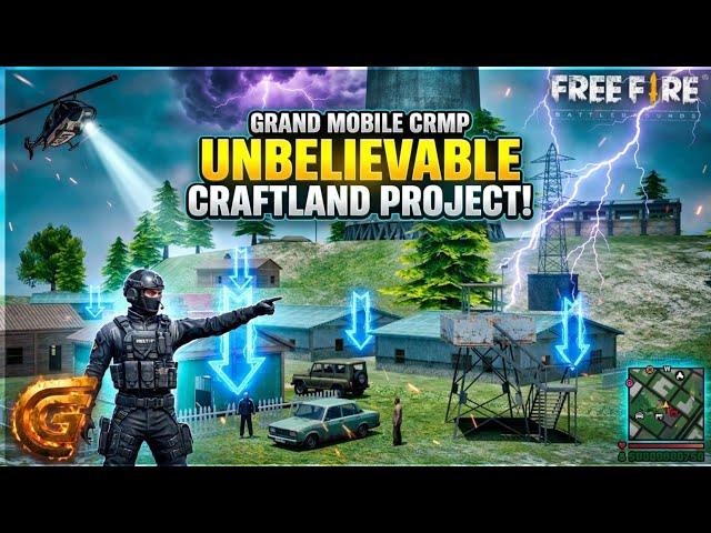 Creating a CRMP map in Free Fire Craftland: Grand Mobile roleplay map in Free Fire!!