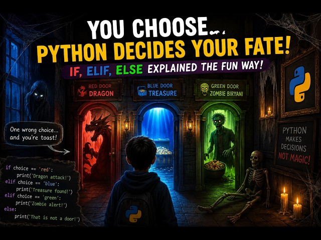 Python if elif else Explained | Mystery Door Game for Kids