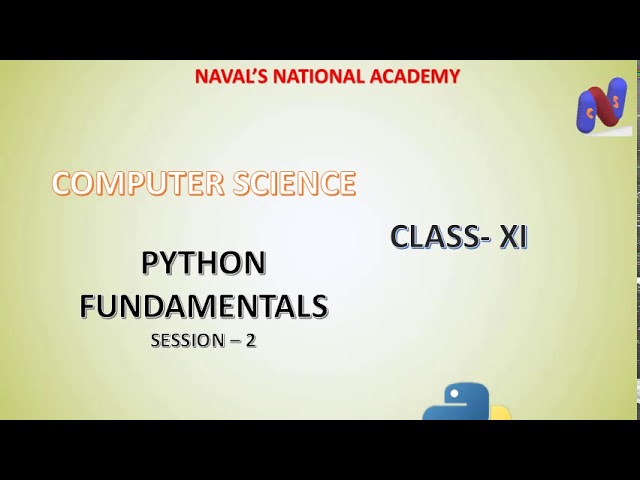 Python Fundamentals Class 11 SE CBSE