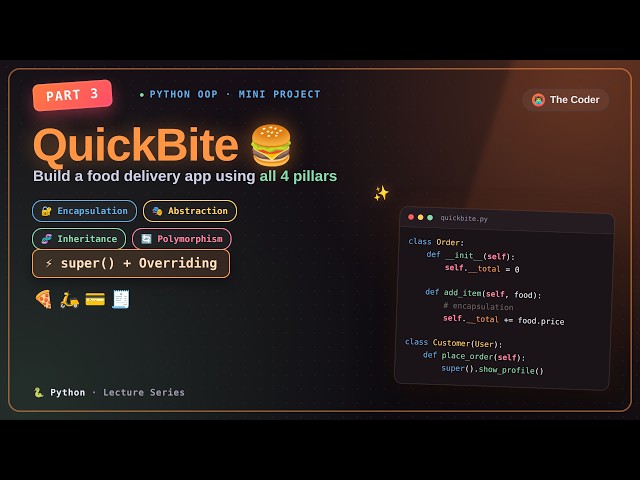 I Built a Food Delivery App Using Python OOPs 🍔 | For beginners| from scratch | Quick bite project