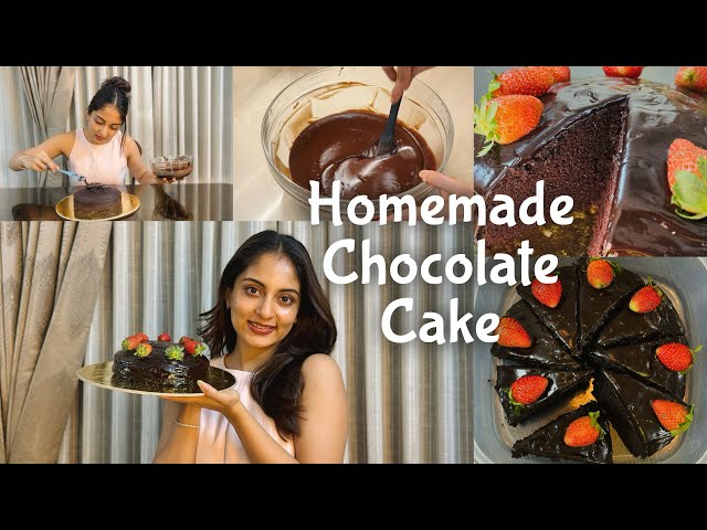 Baking my most Favourite Homemade Moist Chocolate Cake Recipe 🍓| Ishaani Krishna.