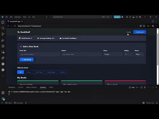 Final Project Showcase: BookShelf App - School of Programming and Software Development