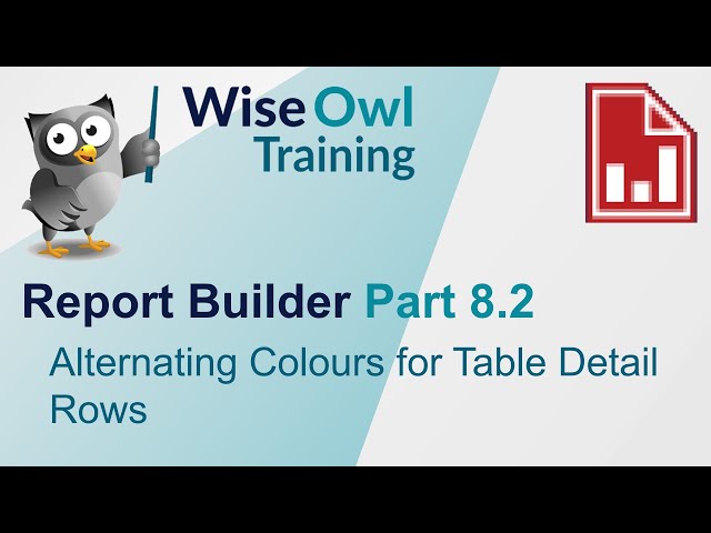 SSRS Report Builder Part 8.2 - Alternating Colours for Table Detail Rows