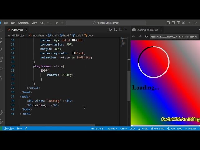 08. New #Logging or loading #Animation #NewProject #HTML #CSS #CodeWithAmitSingh
