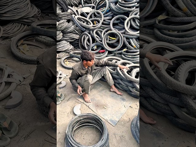 The Satisfying Process of Cutting Bike Tires for Recycling #shorts #recycle