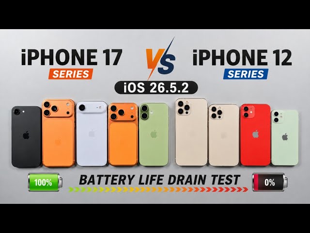iPhone 17 SERIES vs iPhone 12 SERIES - iOS 26.5.2 Battery DRAIN Test 🔥