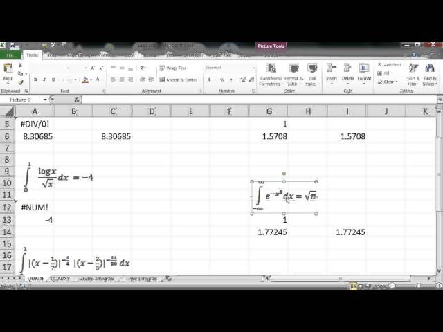 Numerical integration examples in Excel