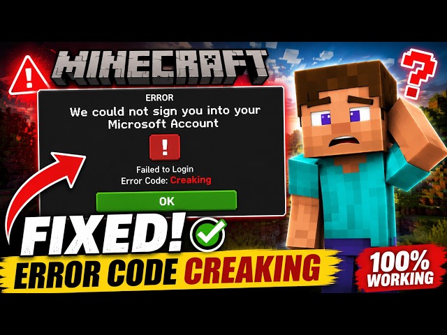 Minecraft Failed To Login Microsoft Account Fix | Error Code Creaking Windows PC