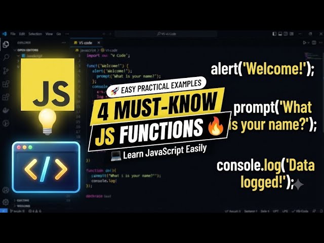 Learn JavaScript Inbuilt Functions with simple and practical examples