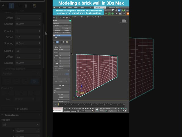 How to Quickly Build a Brick Wall in 3ds Max with the Array Modifier #shorts  #3dsmax #array